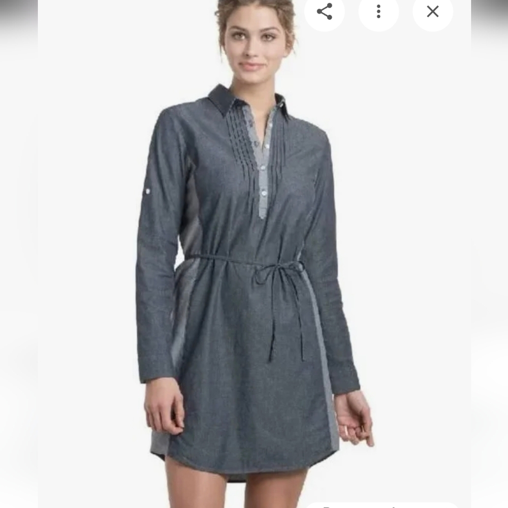 Kuhl Kiley Womens Chambray  Shirtdress In Grey Size Medium * No Belt*